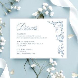 Viktorianische Verzierte Blumendusty Blue Wedding Begleitkarte