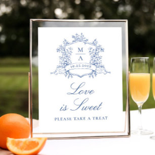 Viktorianische Verzierte Dusty Blue Floral Liebe i Poster