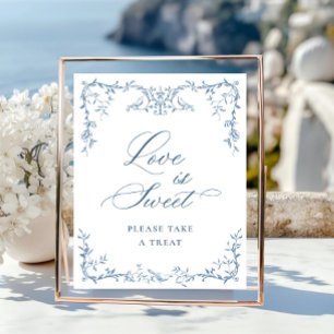 Viktorianische Verzierte Dusty Blue Floral Liebe i Poster