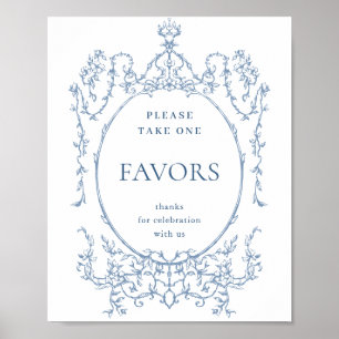 Viktorianische Verzierte Dusty Blue Lieblings Hoch Poster