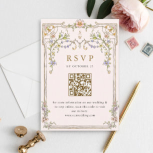 Viktorianische verzierte elegante Blumen-Hochzeits RSVP Karte