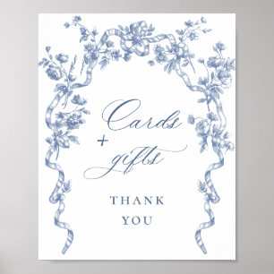 Viktorianische Verzierte Grace Dusty Blue Cards un Poster