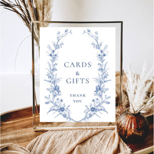 Viktorianische Verzierte Grace Dusty Blue Cards un Poster