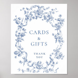 Viktorianische Verzierte Grace Dusty Blue Cards un Poster
