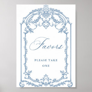 Viktorianische Verzierte Grace Floral Blue Favorit Poster