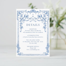 Viktorianische Verzierte Grace Floral Blue Hochzei Begleitkarte
