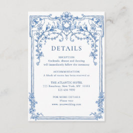 Viktorianische Verzierte Grace Floral Blue Hochzei Begleitkarte