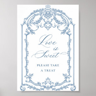 Viktorianische Verzierte Grace Floral Blue Liebe i Poster