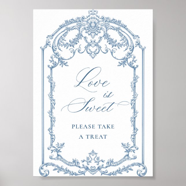 Viktorianische Verzierte Grace Floral Blue Liebe i Poster (Vorne)