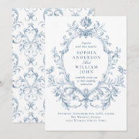 Viktorianische Verzierte Grace Floral Dusty Blue W