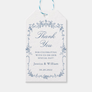 Viktorianische Verzierte Grace Floral Dusty Blue W Geschenkanhänger