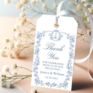 Viktorianische Verzierte Grace Floral Dusty Blue W Geschenkanhänger