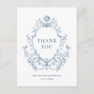 Viktorianische Verzierte Grace Floral Dusty Blue W Postkarte