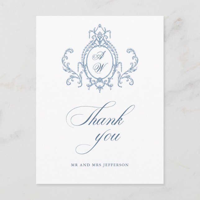 Viktorianische Verzierte Grace Floral Dusty Blue W Postkarte (Vorderseite)