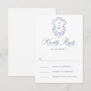 Viktorianische Verzierte Grace Floral Dusty Blue W RSVP Karte