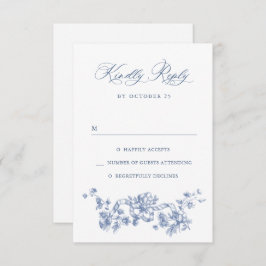 Viktorianische Verzierte Grace Floral Dusty Blue W RSVP Karte