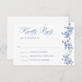 Viktorianische Verzierte Grace Floral Dusty Blue W RSVP Karte