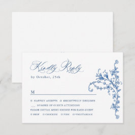 Viktorianische Verzierte Grace Floral Dusty Blue W RSVP Karte