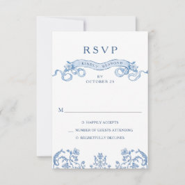 Viktorianische Verzierte Grace Floral Dusty Blue W RSVP Karte