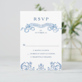 Viktorianische Verzierte Grace Floral Dusty Blue W RSVP Karte