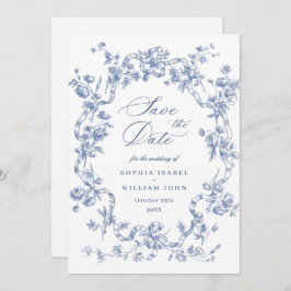 Viktorianische Verzierte Grace Floral Dusty Blue W Save The Date