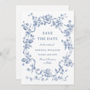 Viktorianische Verzierte Grace Floral Dusty Blue W Save The Date