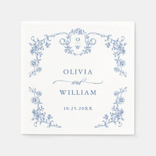 Viktorianische Verzierte Grace Floral Dusty Blue W Serviette