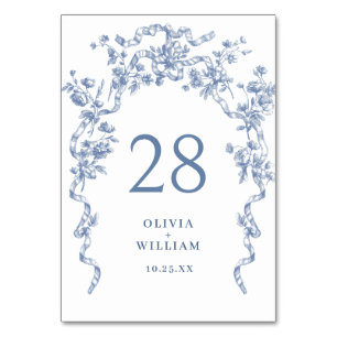 Viktorianische Verzierte Grace Floral Dusty Blue W Tischnummer