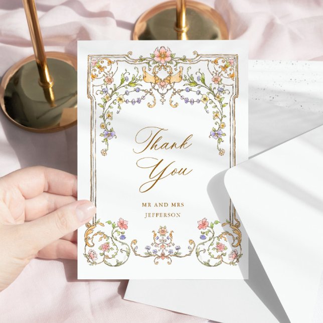 Viktorianische Verzierte Grace Floral Frame Weddin Dankeskarte (Von Creator hochgeladen)