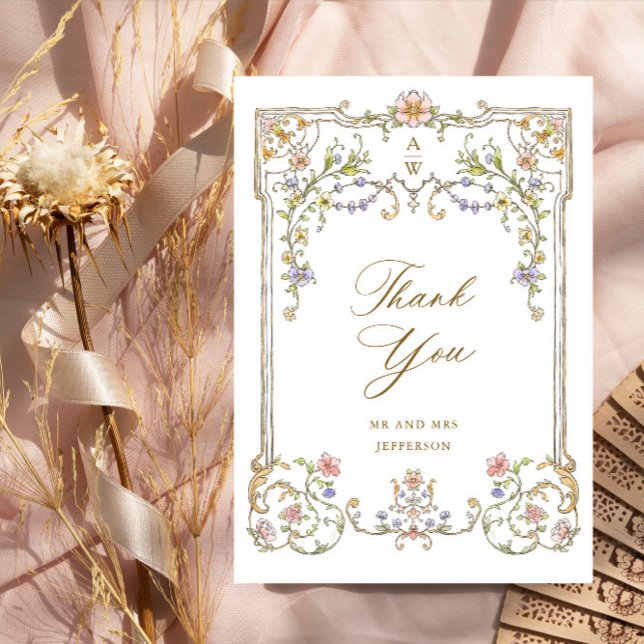 Viktorianische Verzierte Grace Floral Frame Weddin Dankeskarte (Von Creator hochgeladen)