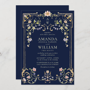 Viktorianische Verzierte Grace Floral Frame Weddin Einladung