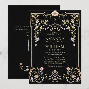 Viktorianische Verzierte Grace Floral Frame Weddin Einladung