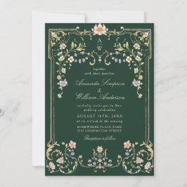 Viktorianische Verzierte Grace Floral Frame Weddin Einladung
