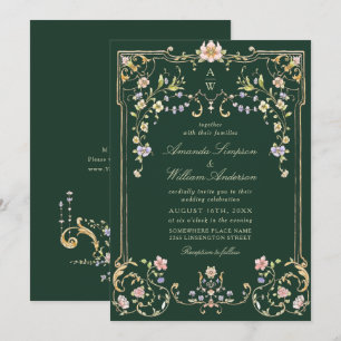 Viktorianische Verzierte Grace Floral Frame Weddin Einladung