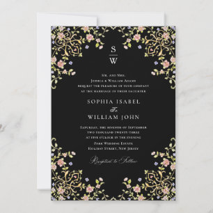 Viktorianische Verzierte Grace Floral Frame Weddin Einladung