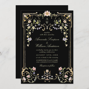 Viktorianische Verzierte Grace Floral Frame Weddin Einladung