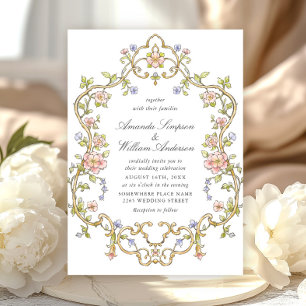 Viktorianische Verzierte Grace Floral Frame Weddin Einladung