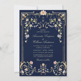 Viktorianische Verzierte Grace Floral Frame Weddin Einladung
