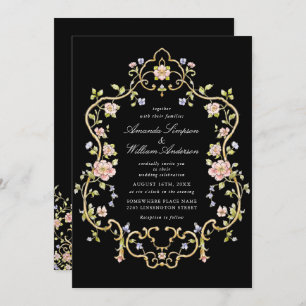 Viktorianische Verzierte Grace Floral Frame Weddin Einladung