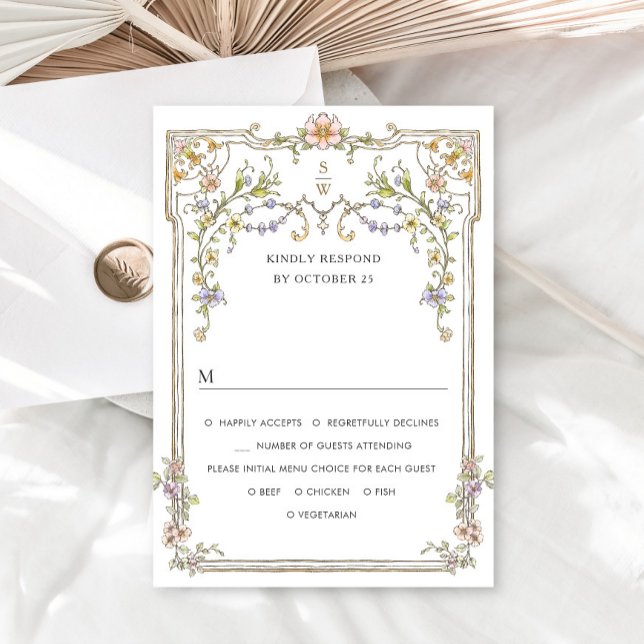 Viktorianische Verzierte Grace Floral Frame Weddin RSVP Karte (Von Creator hochgeladen)