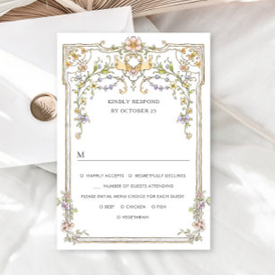 Viktorianische Verzierte Grace Floral Frame Weddin RSVP Karte