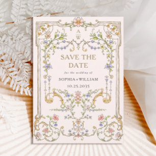 Viktorianische Verzierte Grace Floral Frame Weddin Save The Date