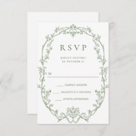 Viktorianische Verzierte Grace Floral Sage Grüne H RSVP Karte