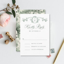 Viktorianische Verzierte Grace Floral Sage Grüne H RSVP Karte