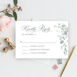 Viktorianische Verzierte Grace Floral Sage Grüne H RSVP Karte