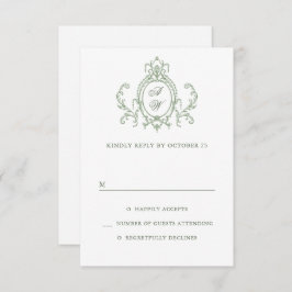 Viktorianische Verzierte Grace Floral Sage Grüne H RSVP Karte