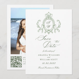 Viktorianische Verzierte Grace Floral Sage Grüne H Save The Date