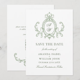 Viktorianische Verzierte Grace Floral Sage Grüne H Save The Date