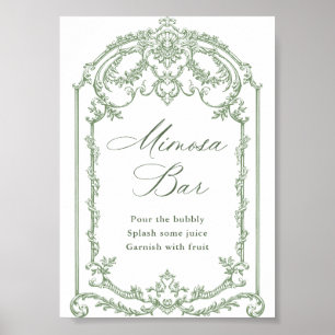 Viktorianische Verzierte Grace Sage Green Mimosa B Poster