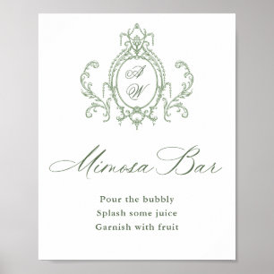 Viktorianische Verzierte Grace Sage Green Mimosa B Poster